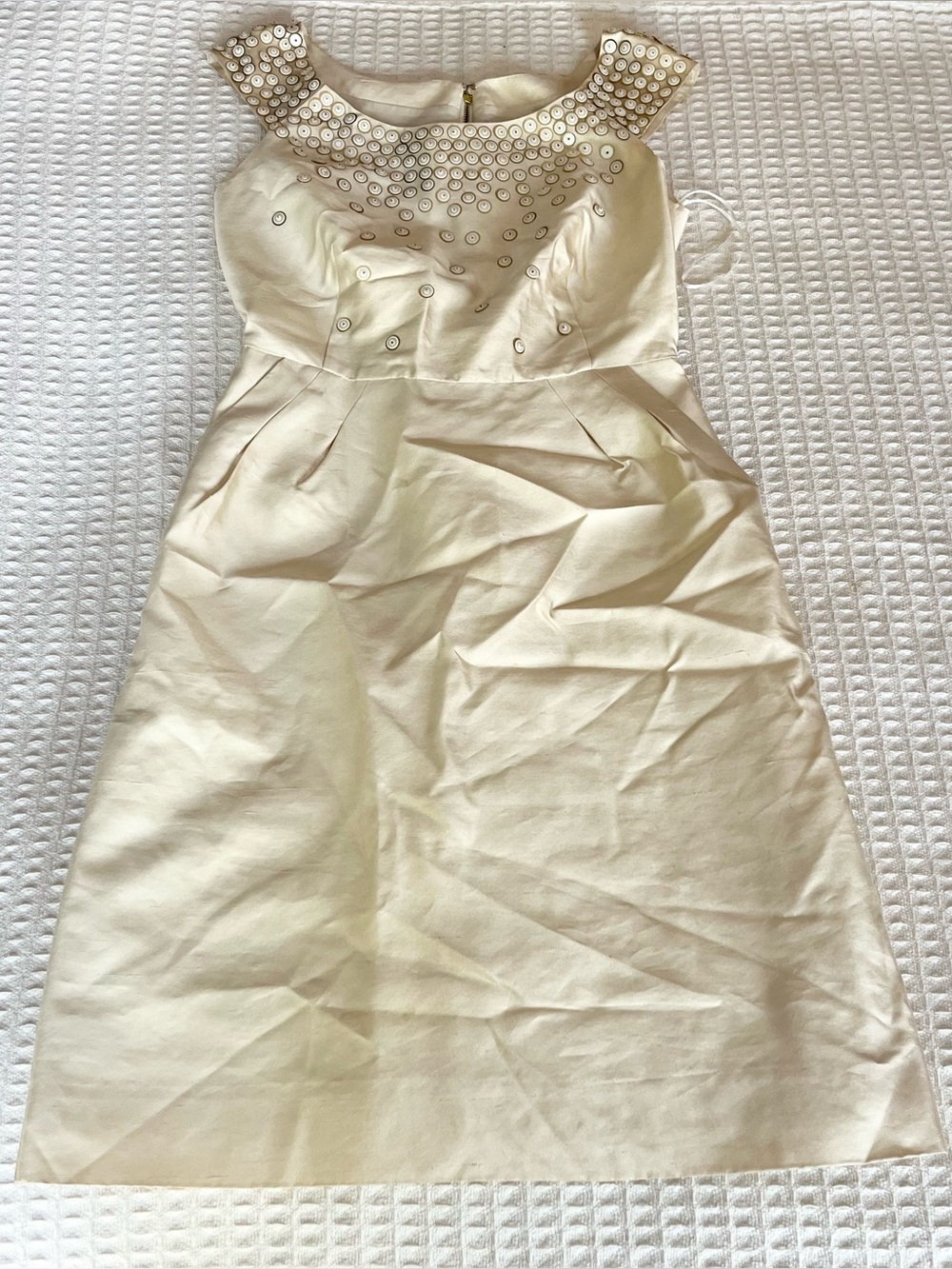 kate spade Ivory Beaded Neckline Midi Dress